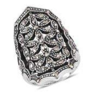 Swiss Marcasite Stainlless Steel Ring NWT!